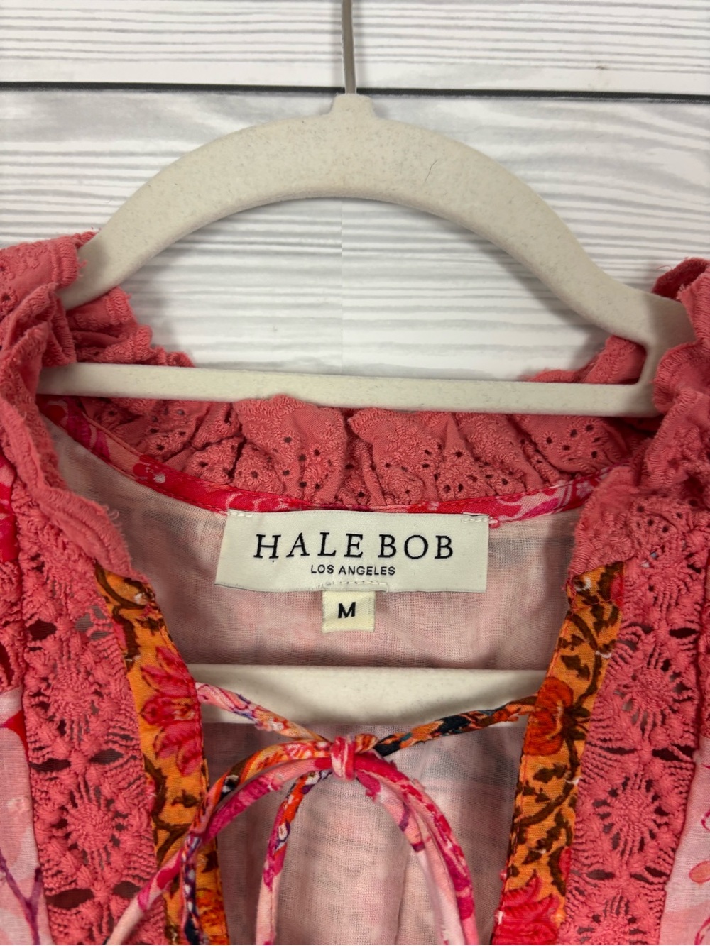Hale Bob pink floral boho blouse size medium - Picture 2 of 7